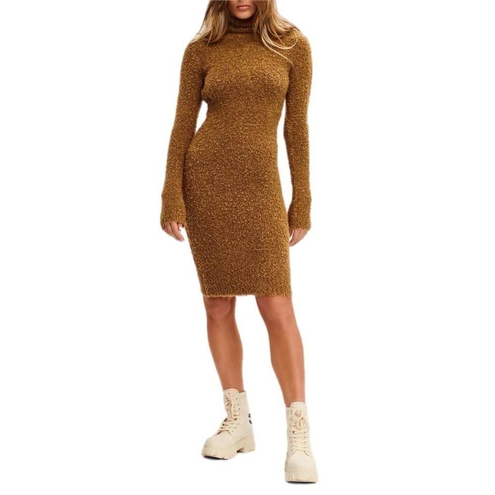 SER.O.YA Women’s Starling Long Sleeve Boulce Midi Dress Size Large in Brown